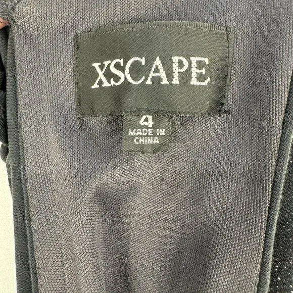 Xscape Sexy Mini Cocktail Dress Charcoal Glitter Cutout Back Bodycon Lined SZ 4 - Picture 15 of 16